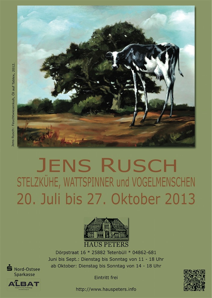 Jens Rusch Plakat mit Stelzkühen